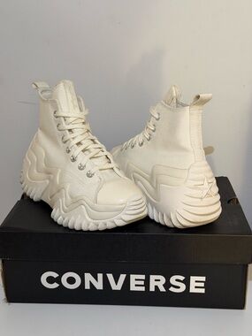 Converse Cream High-Top Platform Wave Sneakers